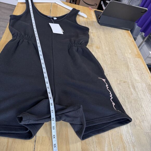 PUMA Glowing Romper Shorts Sleeveless Pockets Sporty Terry Knit Black Small NWT - Picture 9 of 12